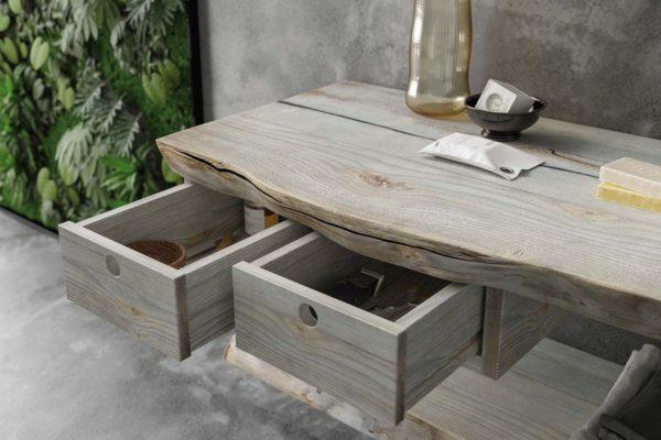 ARREDO BAGNO MOBILE LIFE 03 CASTAGNO GRIGIO OSSIDATO cm 140 LEGNO MASSELLO