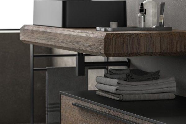 ARREDO BAGNO MOBILE LIFE 08 CASTAGNO VECCHIO cm 212 LEGNO MASSELLO
