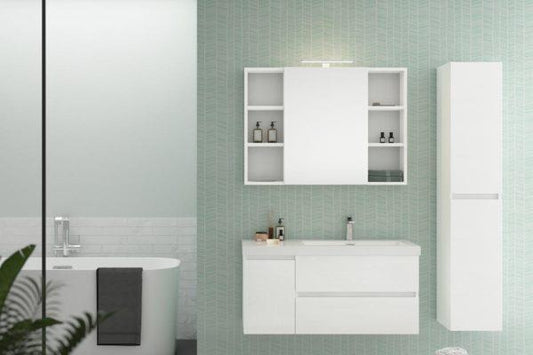 ARREDO BAGNO MOBILE LINE 03 cm.100+30 COLONNA FINITURA BIANCO LARIX
