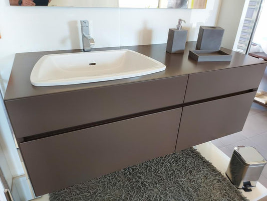 ARREDO BAGNO MOBILE MILLDUE BLOCK KUBIC VISONE OPACO CM.126X55