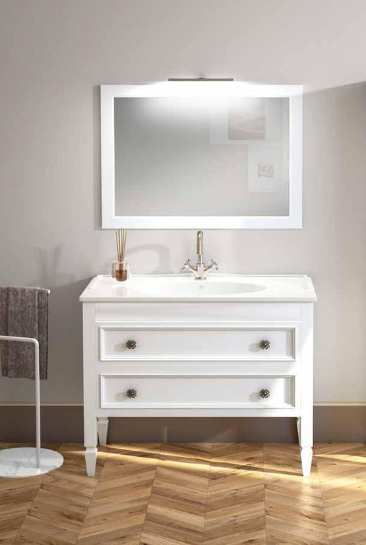 ARREDO BAGNO MOBILE PROVENCE PRO107B1 CM 107 LACCATO BIANCO OPACO RAL9003