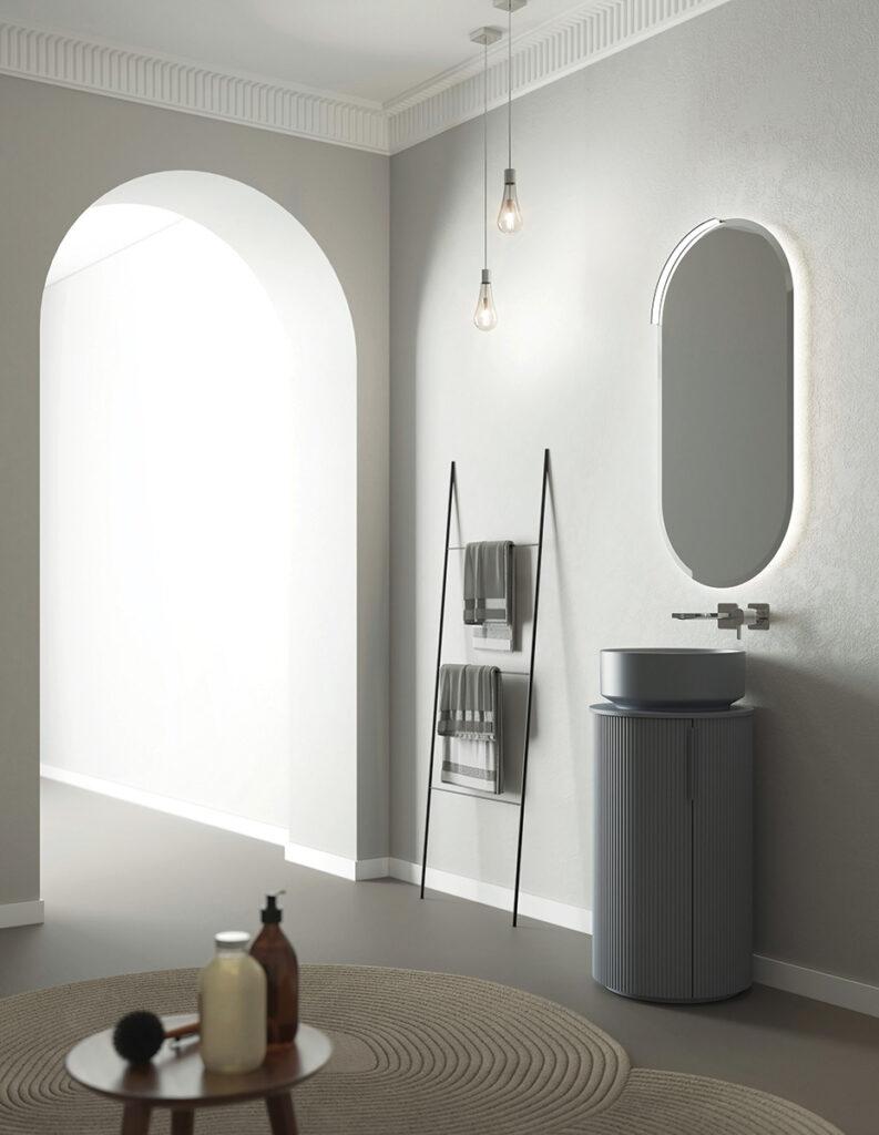 ARREDO BAGNO MOBILE RI-TRATTO RT19 FINITURA POLVERE LACCATO OPACO LAVABO APPOGGIO