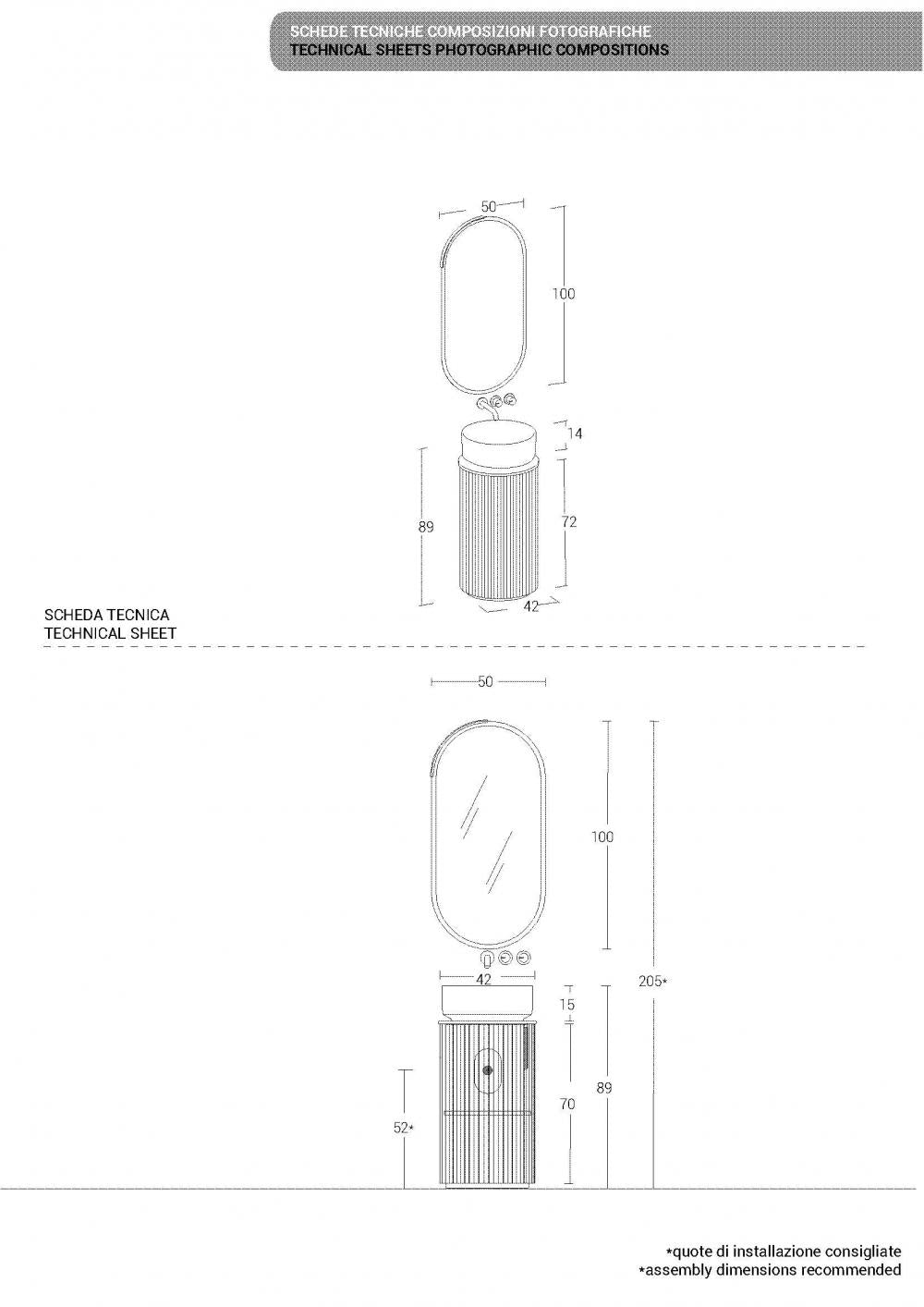ARREDO BAGNO MOBILE RI-TRATTO RT19 FINITURA POLVERE LACCATO OPACO LAVABO APPOGGIO