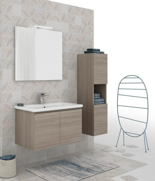 ARREDO BAGNO MOBILE SOFT 01 cm 80 +30 COLONNA FINITURA OLMO TERRA