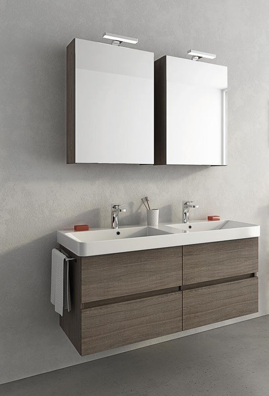 ARREDO BAGNO MOBILE SOHO S16 DOPPIO LAVABO cm 120 TRANCHE ROVERE SCURO