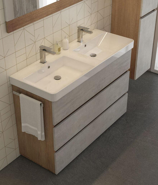ARREDO BAGNO MOBILE SOHO S35 DOPPIO LAVABO cm.120 ROVERE NODATO - CEMENTO