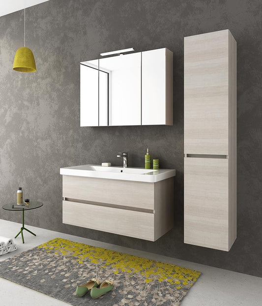ARREDO BAGNO MOBILE SOHO S8 CON COLONNA cm 105+35 TRANCHE ROVERE CHIARO