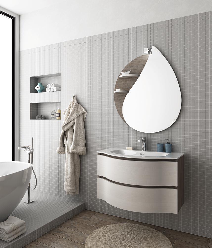 ARREDO BAGNO MOBILE URBAN BROADWAY B1 cm 85 TRANCHE ROVERE SCURO E BCO