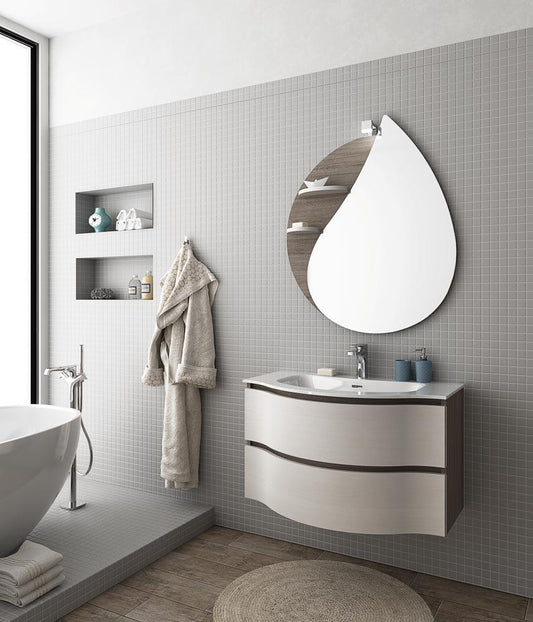ARREDO BAGNO MOBILE URBAN BROADWAY B1 cm 85 TRANCHE ROVERE SCURO E BCO