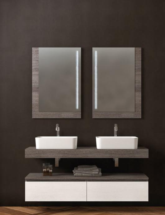 ARREDO BAGNO MOBILE URBAN UC04 cm 140 DOPPIO LAVABO TRANCHE ROVERE SCURO E CHIARO