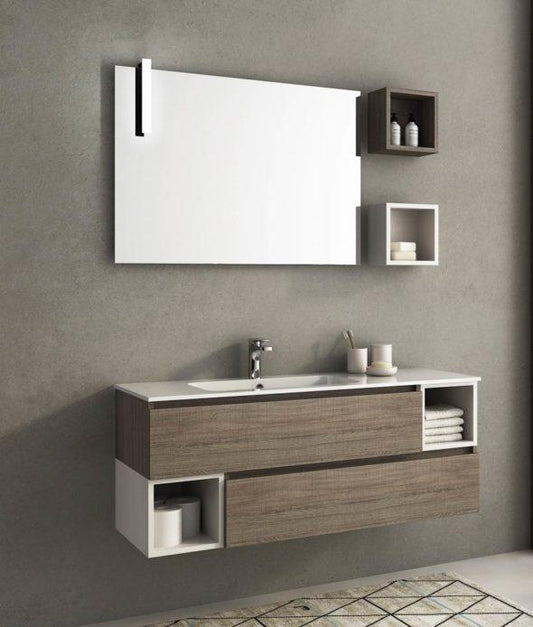 ARREDO BAGNO MOBILE URBAN UC05 cm 125 TRANCHE ROVERE SCURO E BIANCO