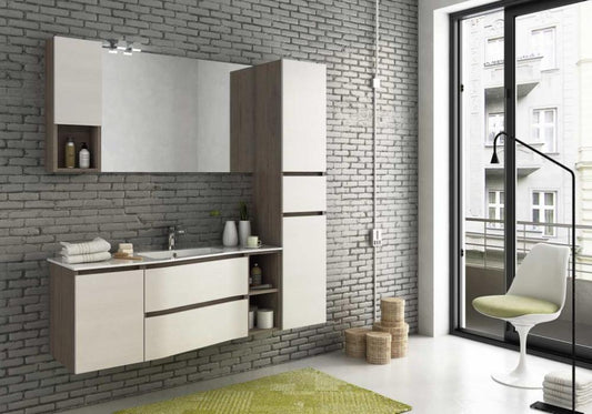 ARREDO BAGNO MOBILE URBAN UC10 cm 166 TRANCHE ROVERE SCURO E BIANCO