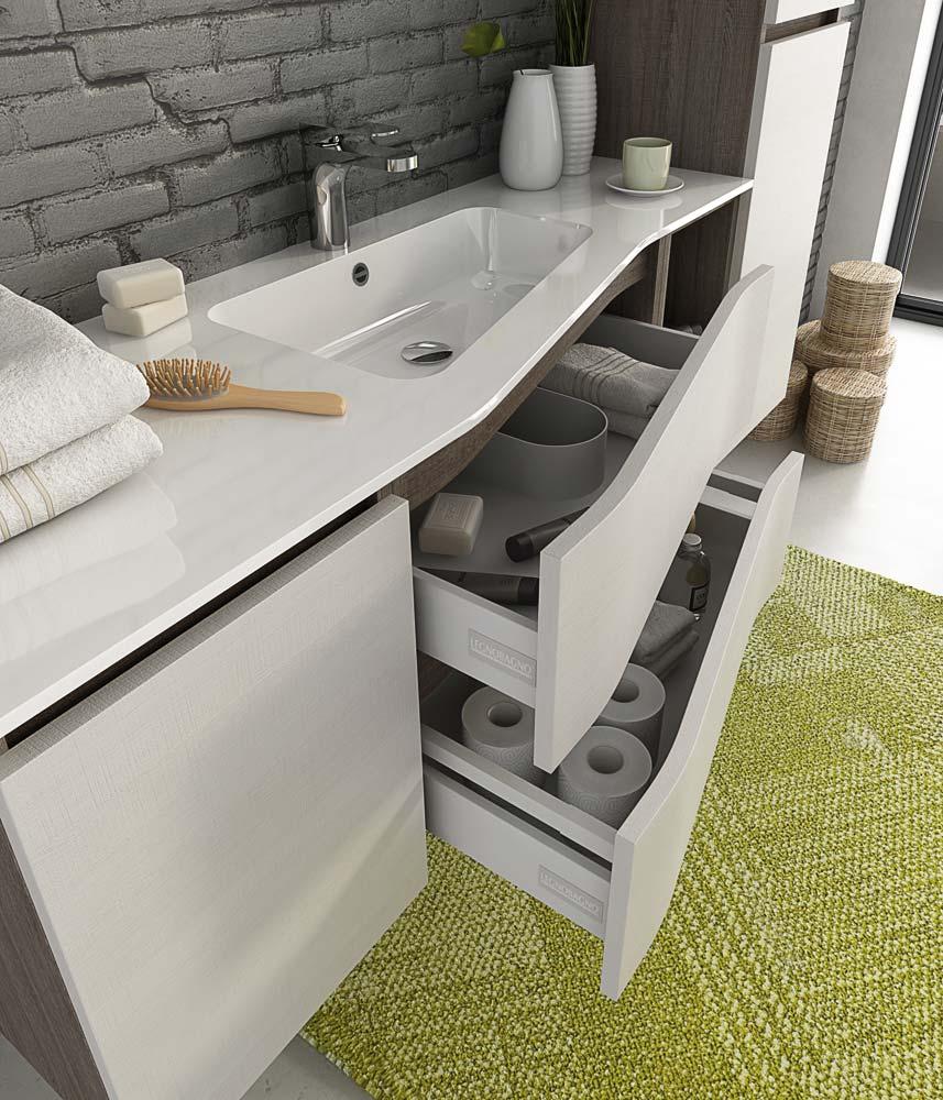 ARREDO BAGNO MOBILE URBAN UC10 cm 166 TRANCHE ROVERE SCURO E BIANCO