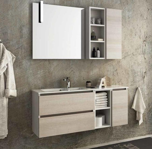 ARREDO BAGNO MOBILE URBAN UC11 cm 121 PROF 35 TRANCHE ROVERE CHIARO E BIANCO