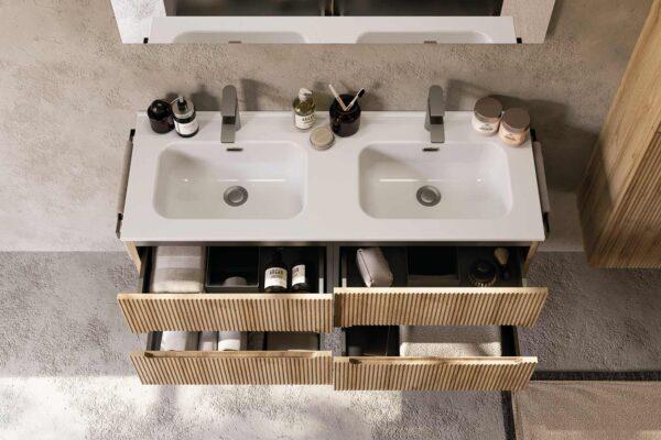 ARREDO BAGNO MOBILE VERSO 04 DOPPIO LAVABO cm 120 FINITURA ROVERE CHALET
