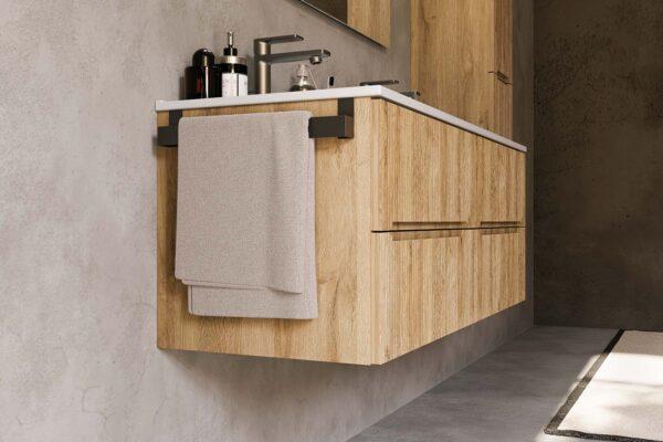 ARREDO BAGNO MOBILE VERSO 04 DOPPIO LAVABO cm 120 FINITURA ROVERE CHALET
