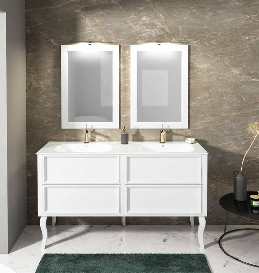 ARREDO BAGNO MOBILE VINTAGE V141 CM 141 LACCATO BIANCO OPACO RAL9003