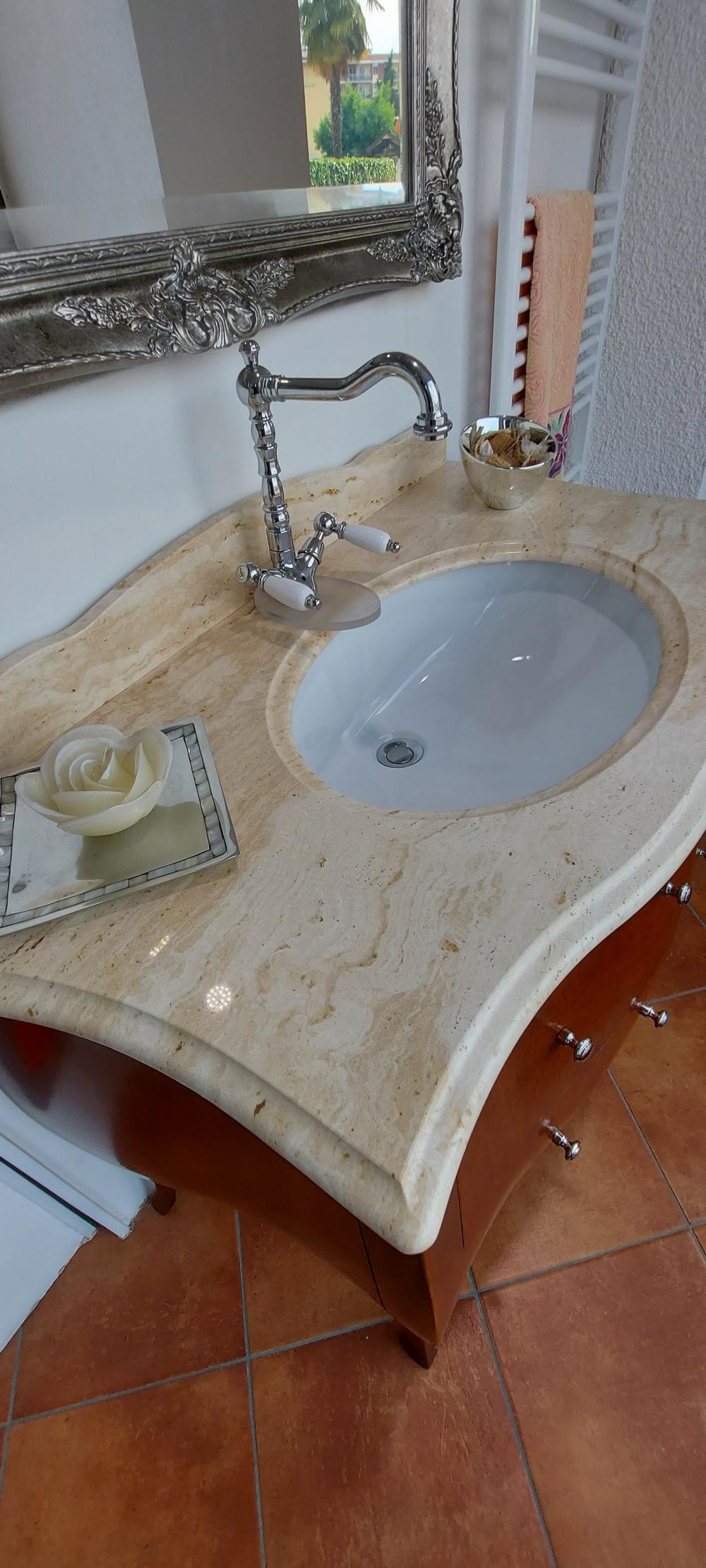 ARREDO BAGNO MOZART 104 MASSELLO LEGNO FIN.NOCE SPECCHIO ARGENTO ANTICATO
