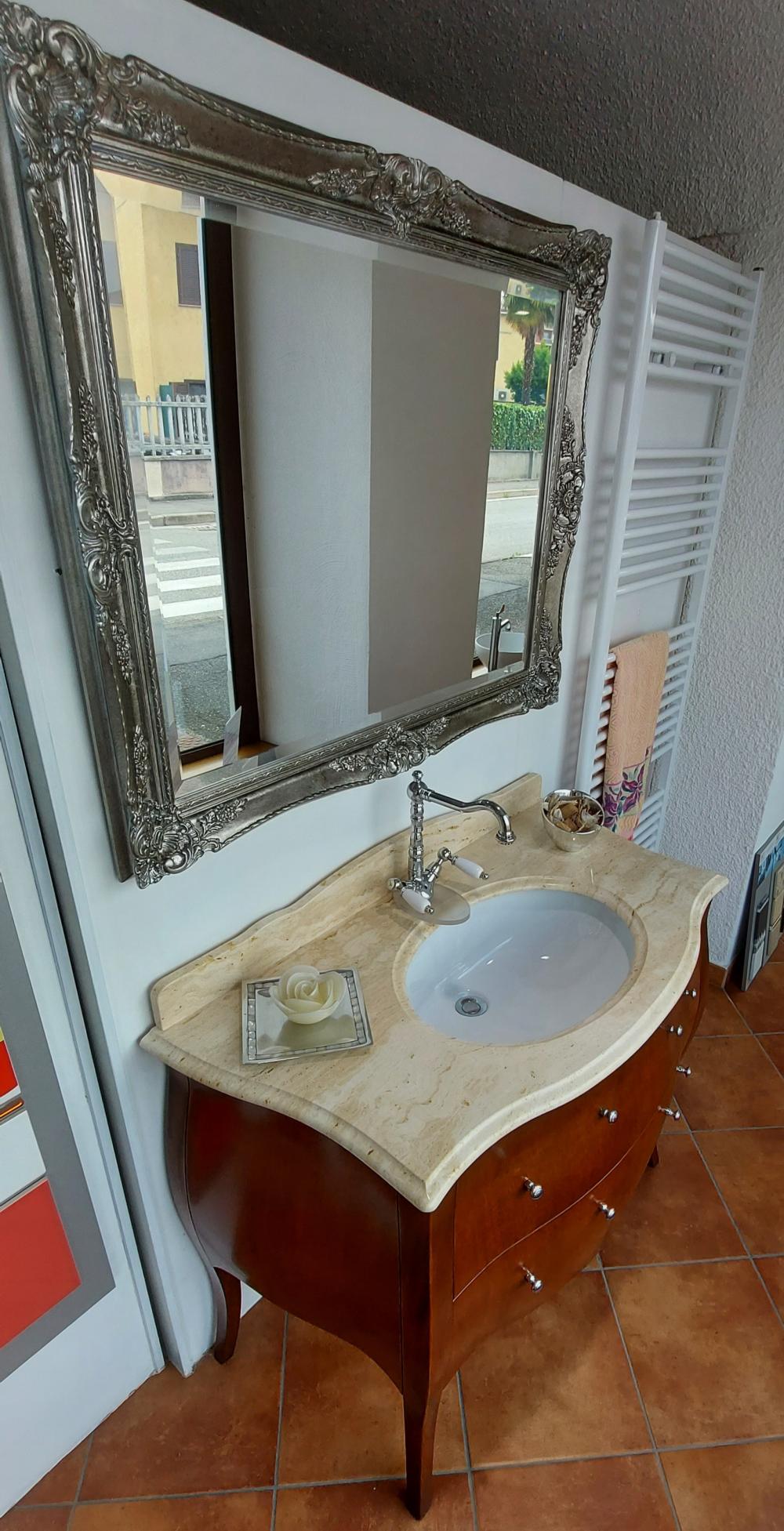 ARREDO BAGNO MOZART 104 MASSELLO LEGNO FIN.NOCE SPECCHIO ARGENTO ANTICATO