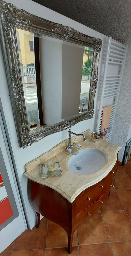 ARREDO BAGNO MOZART 104 MASSELLO LEGNO FIN.NOCE SPECCHIO ARGENTO ANTICATO