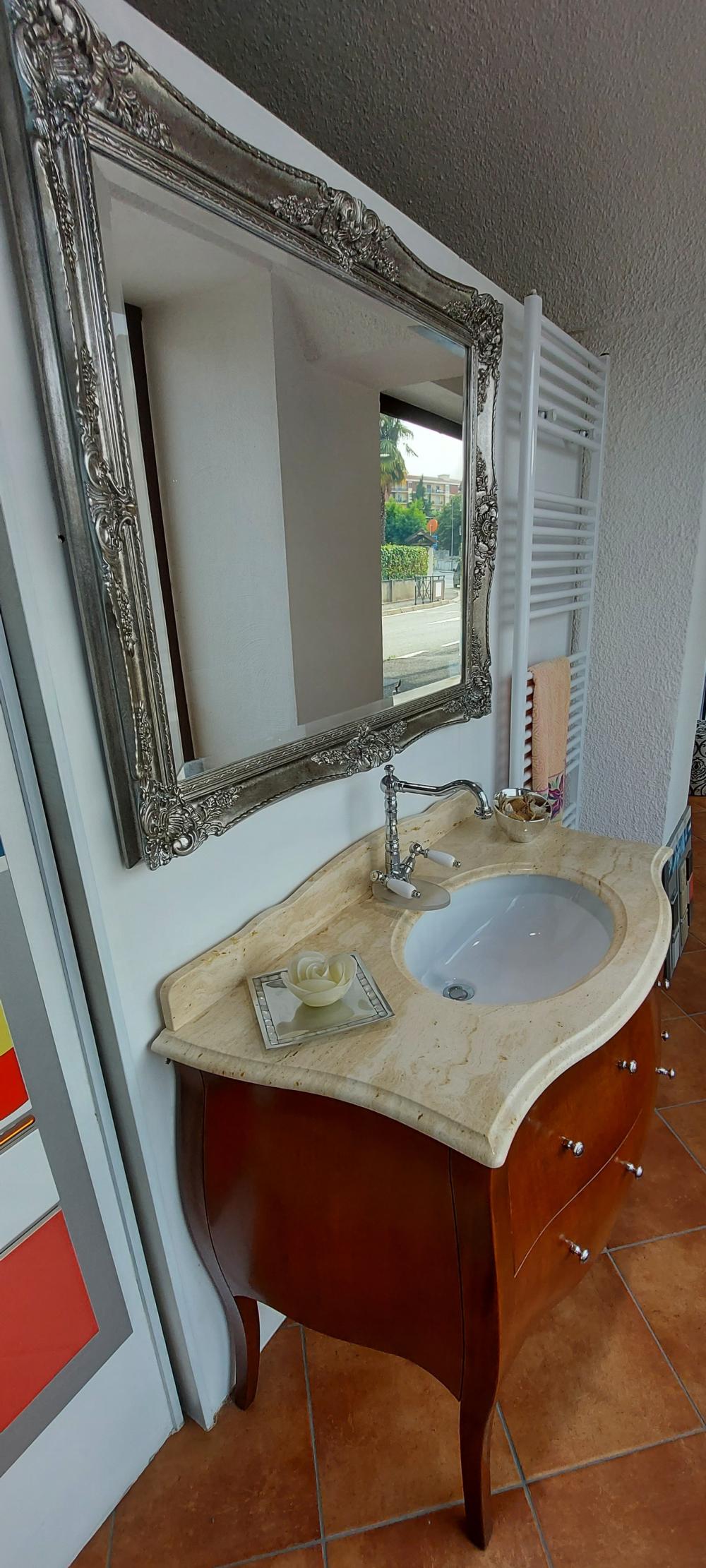 ARREDO BAGNO MOZART 104 MASSELLO LEGNO FIN.NOCE SPECCHIO ARGENTO ANTICATO