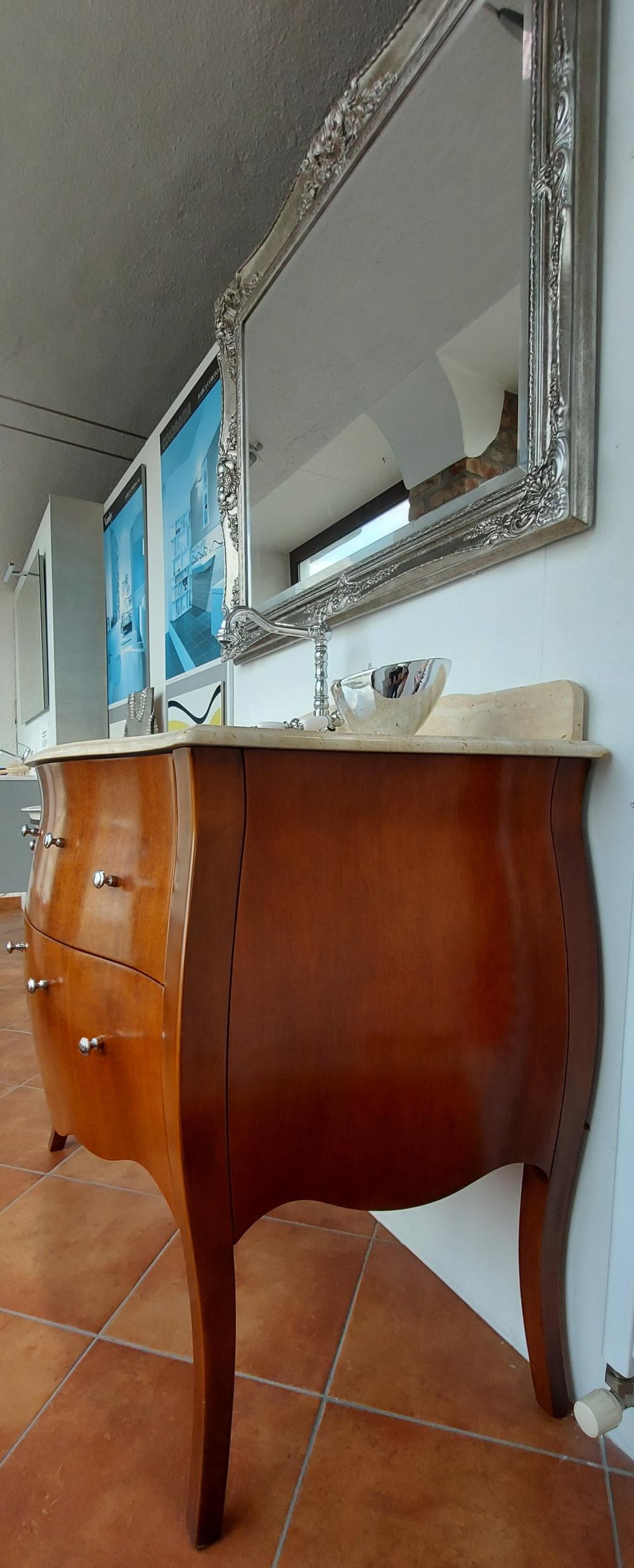 ARREDO BAGNO MOZART 104 MASSELLO LEGNO FIN.NOCE SPECCHIO ARGENTO ANTICATO
