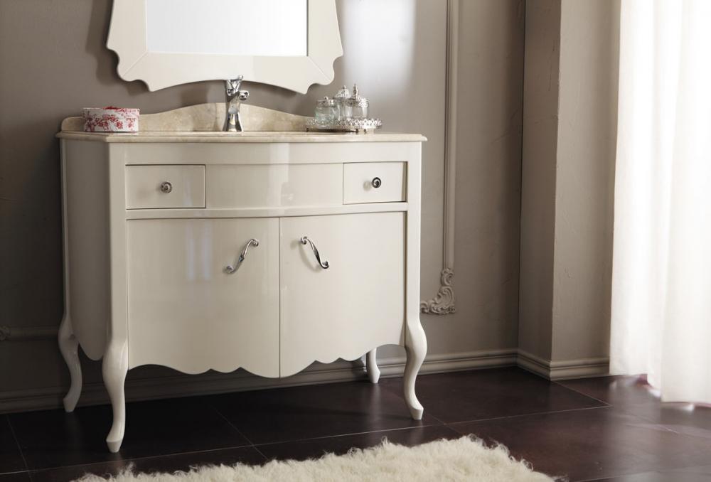 ARREDO BAGNO NARCISO 04 cm.109 CREMA LUCIDO E TOP MARMO TECNICO BOTTICINO