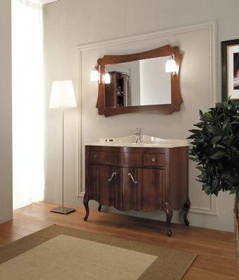 ARREDO BAGNO NARCISO 05 cm.109 FINITURA NOCE E TOP MARMO TECNICO BOTTICINO
