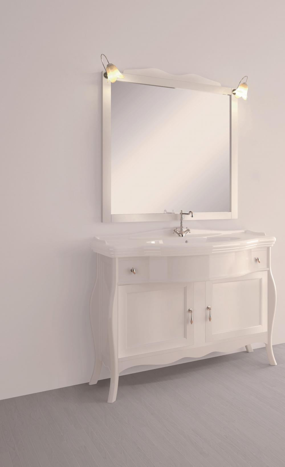ARREDO BAGNO PAESTUM 108 FRONTALE IN MASSELLO LEGNO FINITURA LACCATO BIANCO