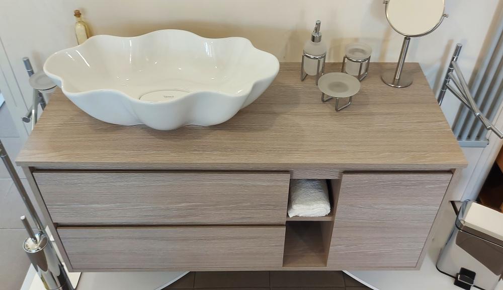 ARREDO BAGNO SMART 121 LEGNO NOBILITATO K005 LAVABO APPOGGIO E SPECCHIO