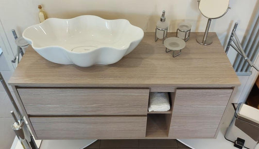 ARREDO BAGNO SMART 121 LEGNO NOBILITATO K005 LAVABO APPOGGIO E SPECCHIO