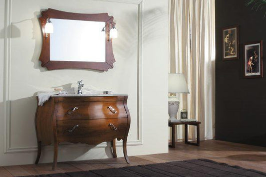 ARREDO BAGNO VANITY 03 cm.109 FINITURA NOCE E TOP MARMO TECNICO BOTTICINO