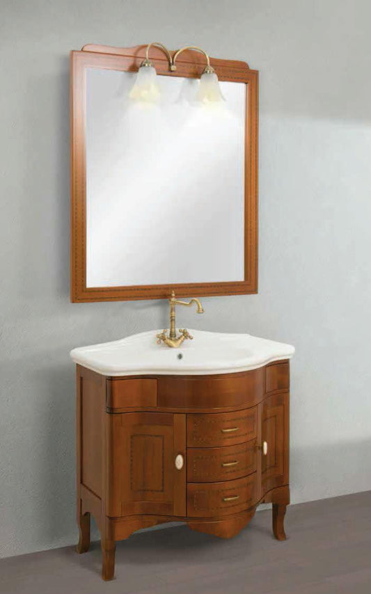 ARREDO BAGNO WINDSOR PLUS 90 INTARSIATO FRONTALE IN MASSELLO LEGNO FINITURA NOCE