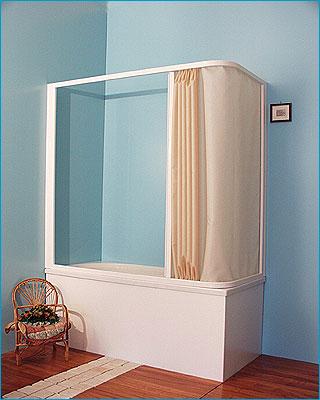 BOX CABINA SOPRA VASCA 2 LATI MISURE A SCELTA 70X120 - 70X140 - 70X150 - 70X160 - 70X170 ALLUMINIO BIANCO E TESSUTO LAVABILE BIANCO
