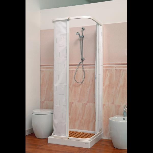 BOX DOCCIA 3 LATI 80X80X80 ALLUMINIO BIANCO APERTURA TOTALE LAVABILE
