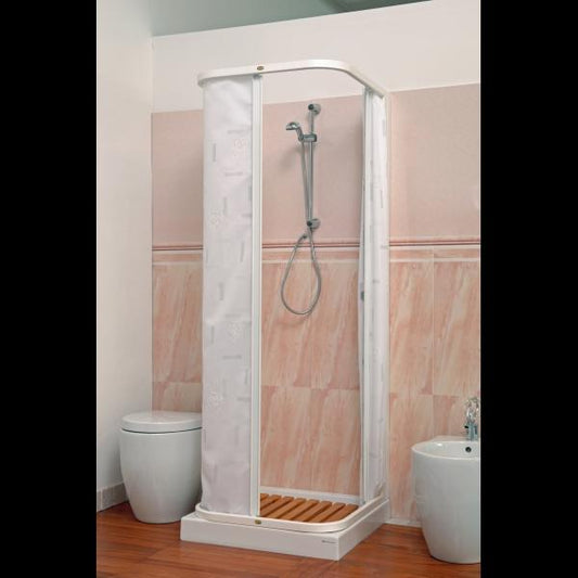 BOX DOCCIA 3 LATI 70X90X70 ALLUMINIO BIANCO APERTURA TOTALE LAVABILE