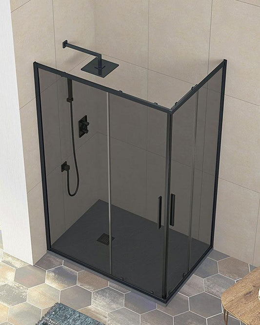 BOX DOCCIA RETTANGOLARE DARK 70X100 NERO CRISTALLO FUME SP 6MM