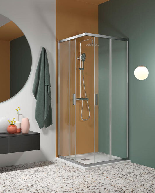 BOX DOCCIA QUADRATO EASYFLEX 80X80 H200 CROMO LUCIDO CRISTALLO SP 6MM ANTICALCARE