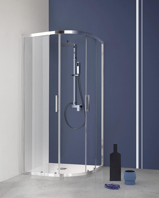 BOX DOCCIA SEMICIRCOLARE FS40 80X80 H200 CROMO CRISTALLO ANTICALCARE SP.6MM