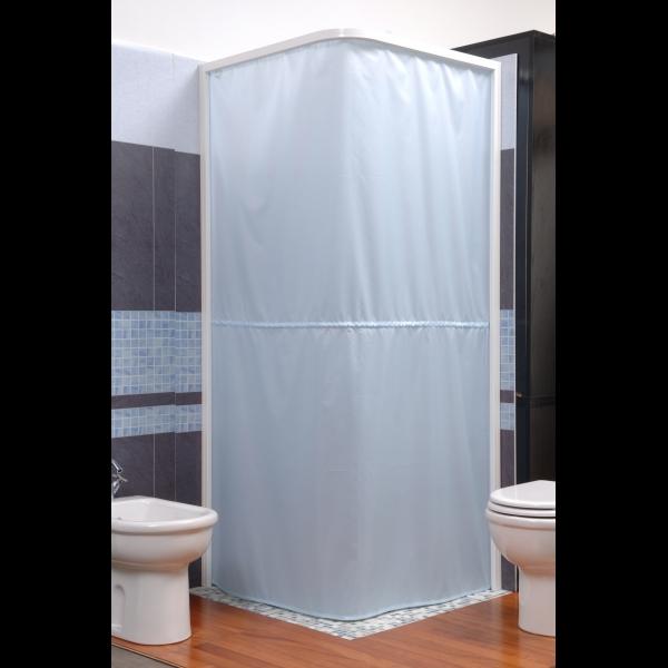 BOX DOCCIA TENDA BOX 2 LATI QUADRO 80X80 SALVASPAZIO ALLUMINIO BIANCO LAVABILE