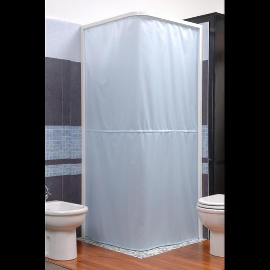 BOX DOCCIA TENDA BOX ANGOLO QUADRO 90X90 SALVASPAZIO ALLUMINIO BIANCO LAVABILE