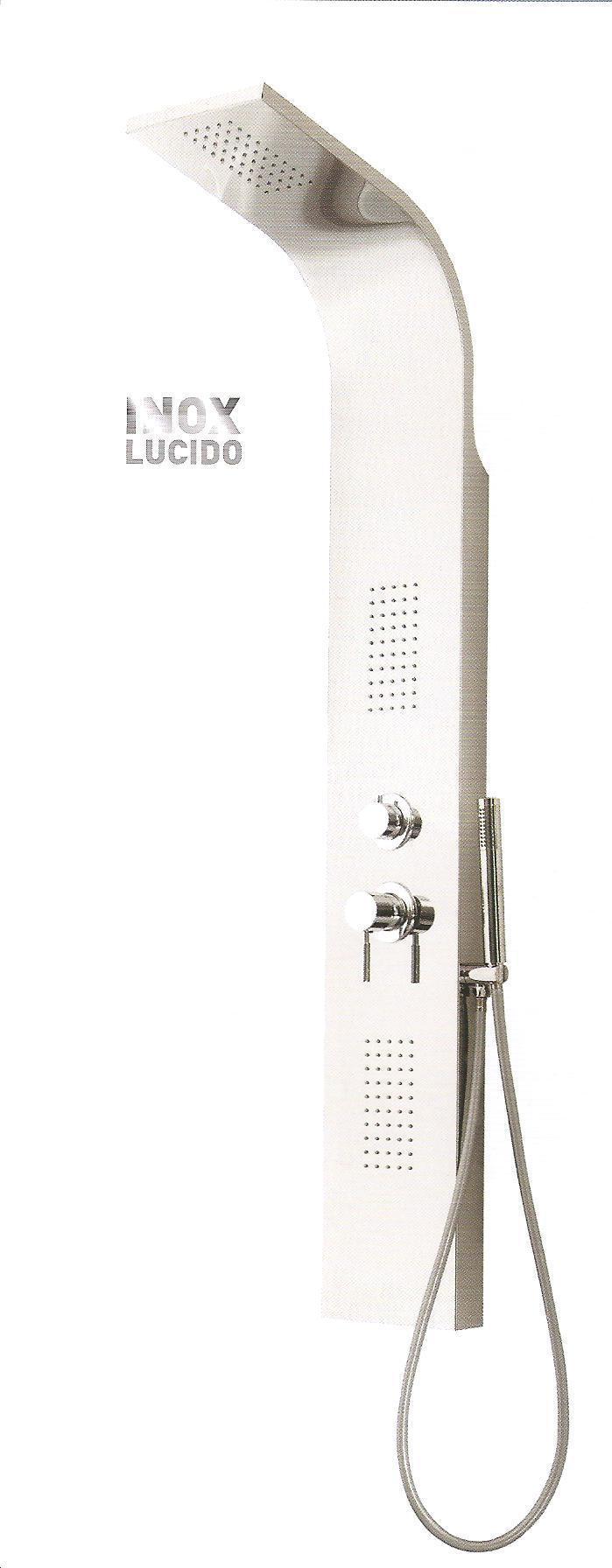 PANNELLO DOCCIA 4000 ACCIAIO INOX LUCIDO MISCELATORE SOFFIONE PIOGGIA E LATERALI