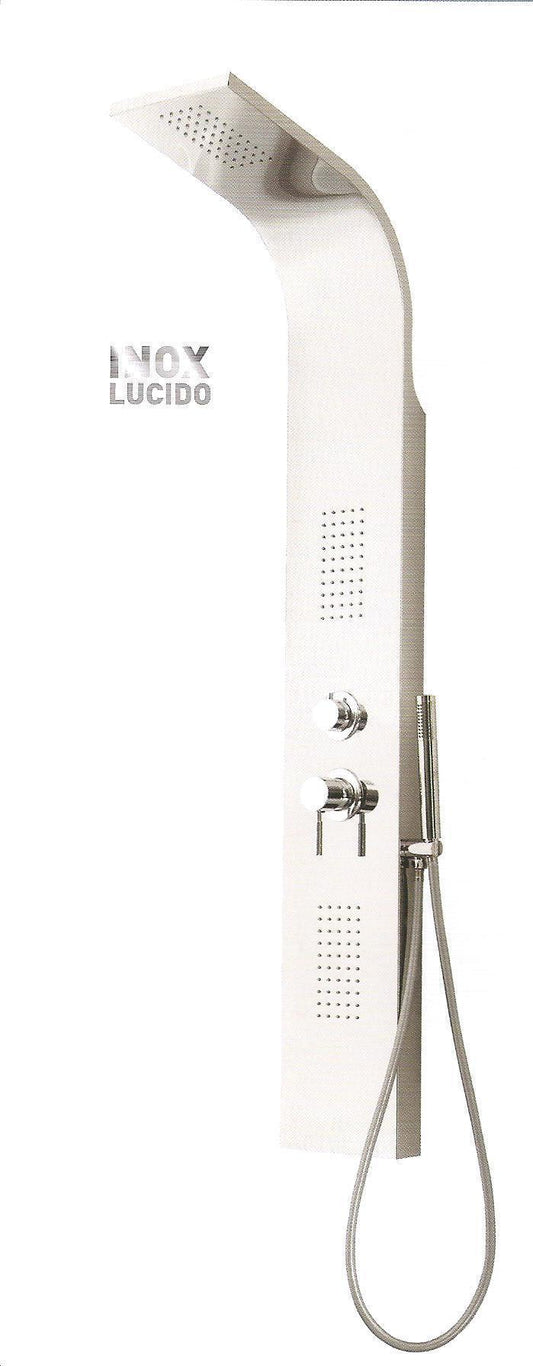 PANNELLO DOCCIA 4000 ACCIAIO INOX LUCIDO MISCELATORE SOFFIONE PIOGGIA E LATERALI