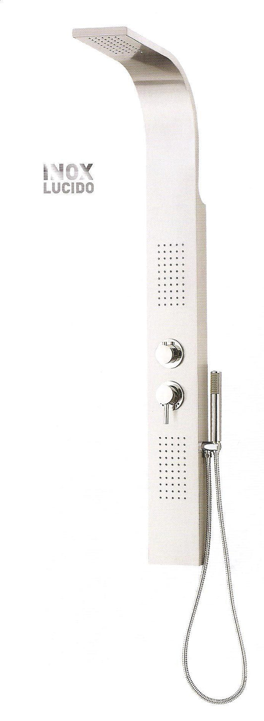 PANNELLODOCCIA 4001 ACCIAIO INOX LUCIDO MISCELATORE SOFFIONE PIOGGIA E LATERALI