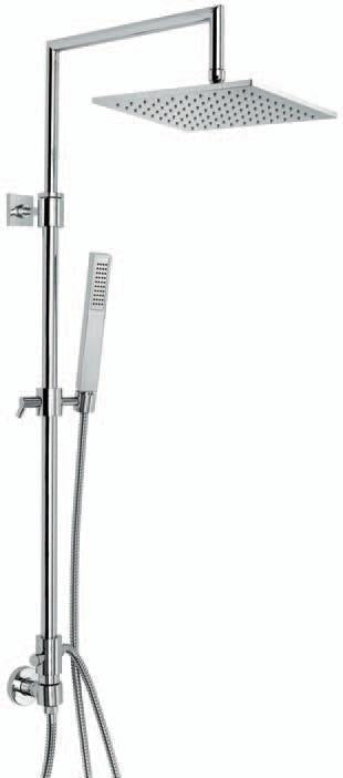 COLONNA DOCCIA C02595E REGOLABILE OTTONE CROMATO EMMEVI SOFFIONE 25X25 E PRESA ESTERNA MADE IN ITALY