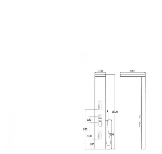 PANNELLO DOCCIA CON CASCATA 4002 INOX LUCIDO MISCELATORE SOFFIONE PIOGGIA 2 LATERALI