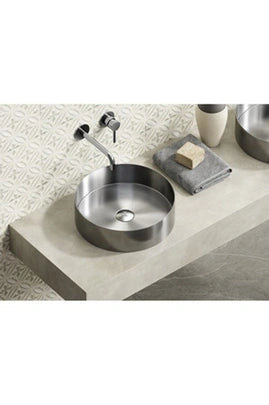 LAVABO DA APPOGGIO TONDO CM.38 VENUS ACCIAIO INOX BRUSHED STEEL
