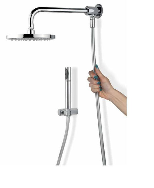KIT BRACCIO DOCCIA LUX DEVIATORE SOFFIONE D.200 DOCCETTA E FLEX SILVER