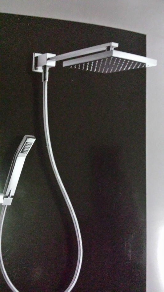 KIT BRACCIO DOCCIA LUX QUADRO DEVIATORE SOFFIONE 20X20 DOCCETTA E FLEX SILVER