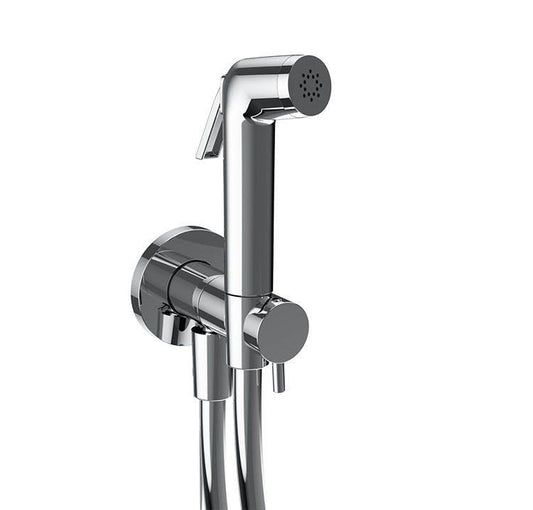 KIT SHUT OFF ATTHIS E TURN&GO E136003 IN OTTONE ABS CROMATO CON DOCCETTA RUBINETTO DI CHIUSURA E FLEX MADE IN ITALY